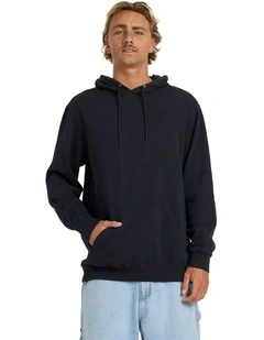 Premium Wave Wash Pullover Hoodie in Black