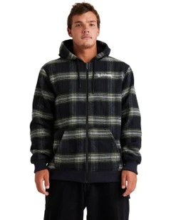 Warped Zip Up Hoodie in Black
