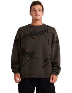 All Over Crew Neck Sweater in Brown