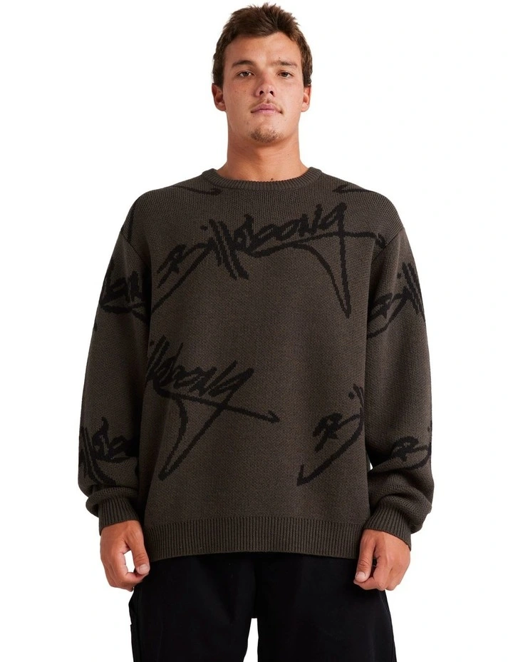 All Over Crew Neck Sweater in Brown image 1
