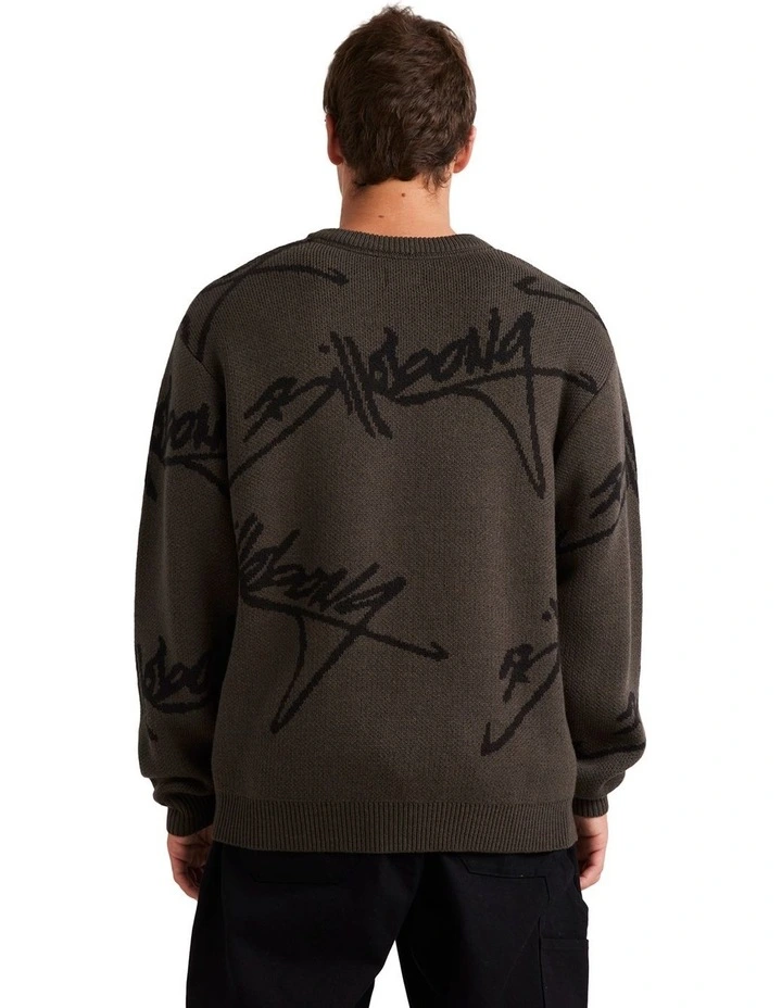 All Over Crew Neck Sweater in Brown image 2
