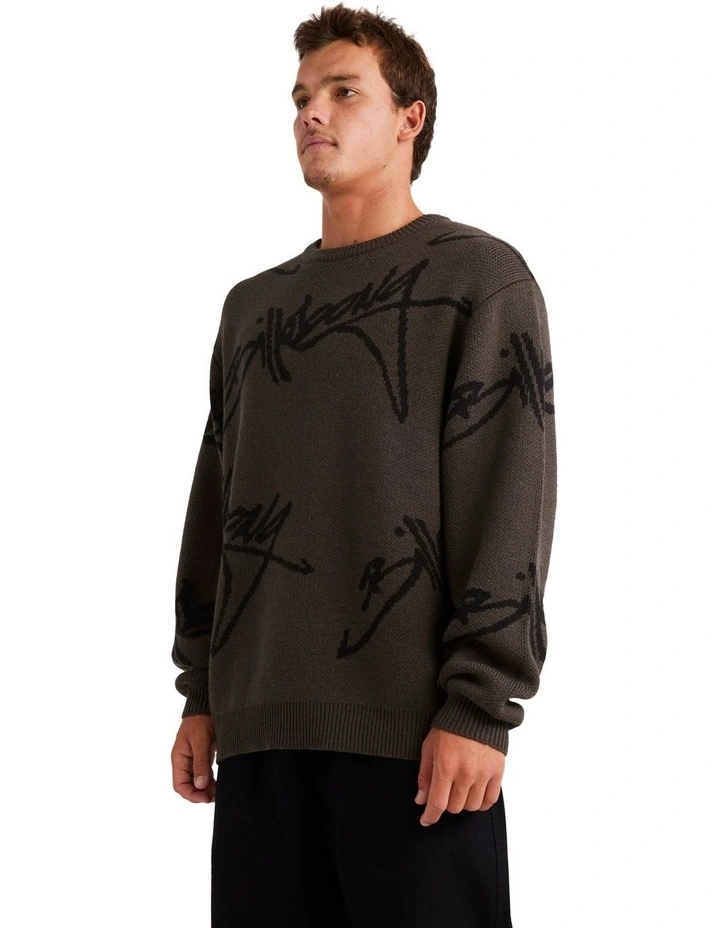 All Over Crew Neck Sweater in Brown image 3
