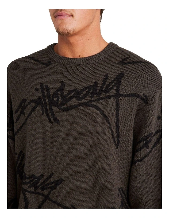 All Over Crew Neck Sweater in Brown image 4