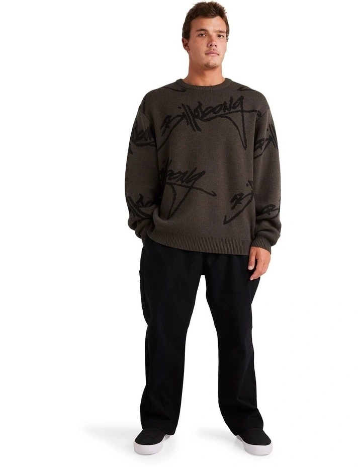 All Over Crew Neck Sweater in Brown image 5