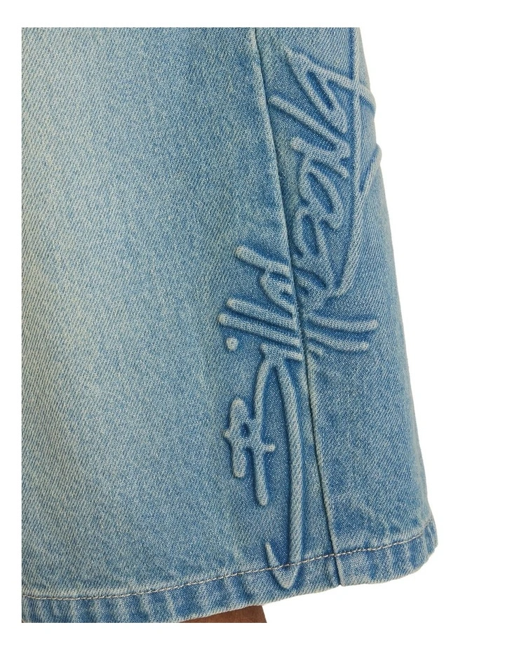 Script Smoko Denim Shorts 22 Inch in Sun Faded Indigo image 4