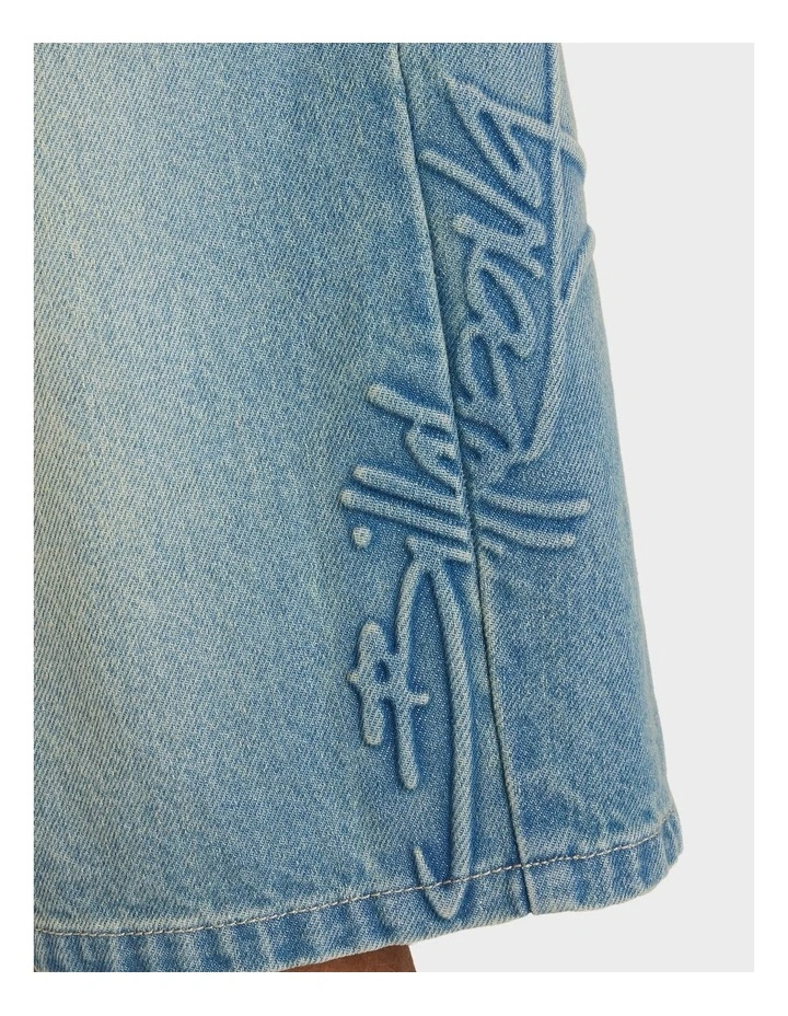 Script Smoko Denim Shorts 22 Inch in Sun Faded Indigo image 4