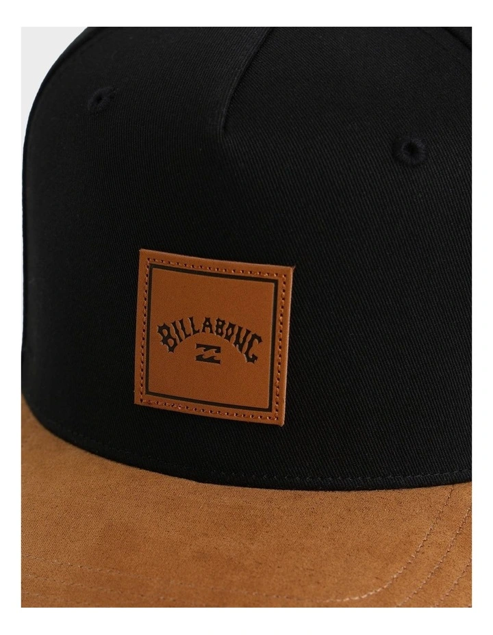 Stacked Snapback Cap in Black/Tan image 4
