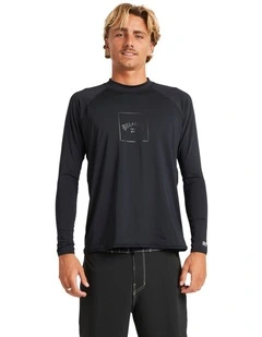 Boxed Arch Long Sleeve Rash Vest In Stealth