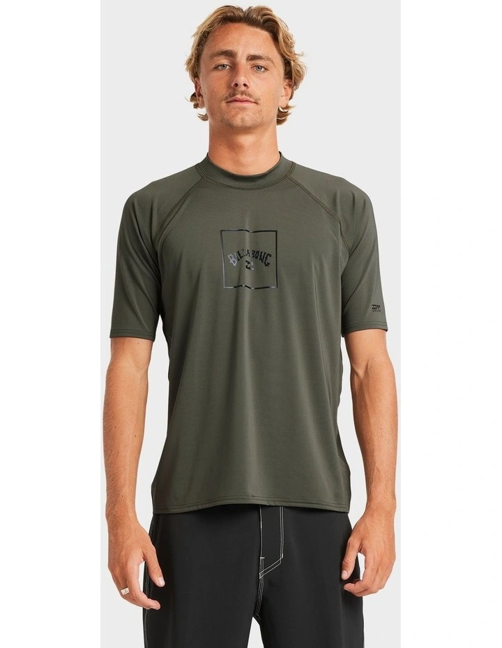 Boxed Arch Short Sleeve Rash Vest In Green image 1