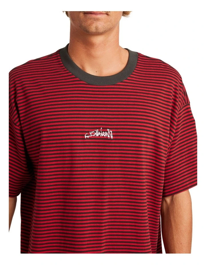 Absence Stripe T-shirt in Red image 4