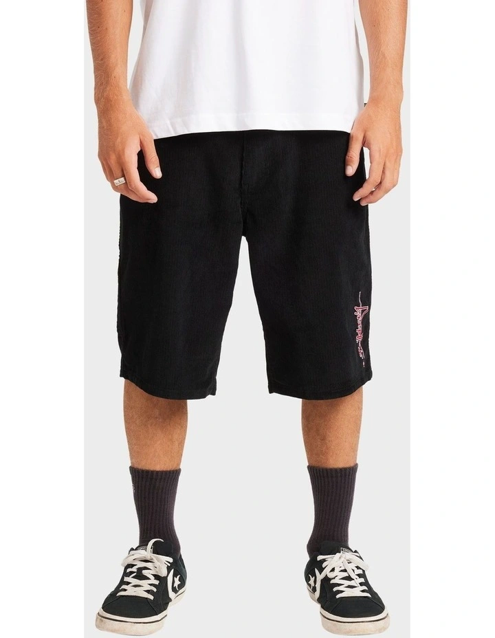 Smoko Corduroy Shorts in Black image 1