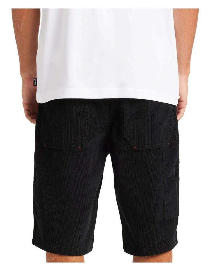 Smoko Corduroy Shorts in Black image 2