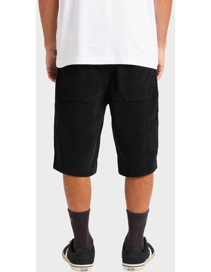 Smoko Corduroy Shorts in Black image 2