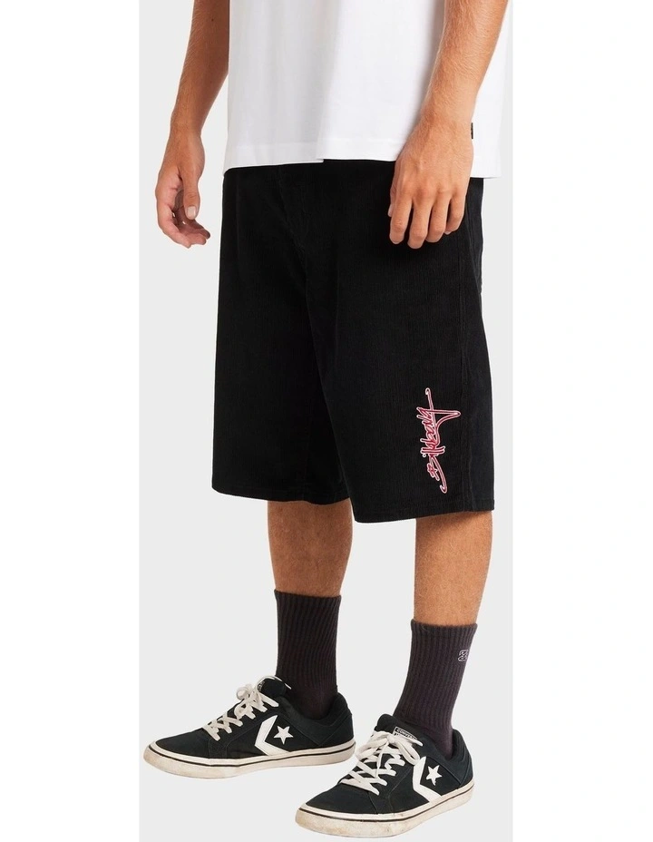 Smoko Corduroy Shorts in Black image 3