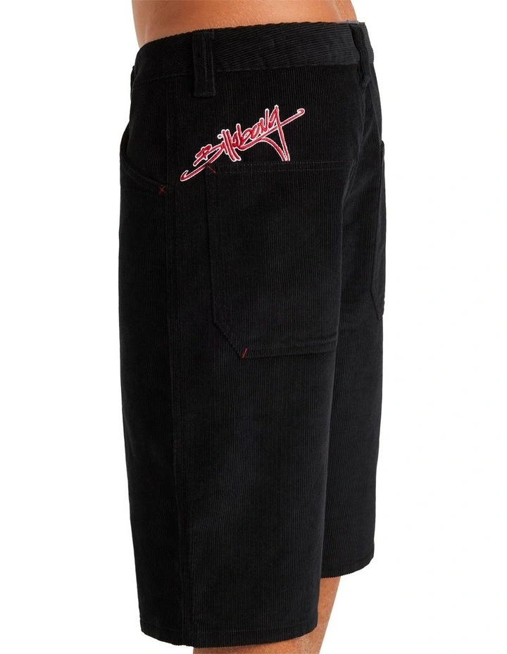 Smoko Corduroy Shorts in Black image 4