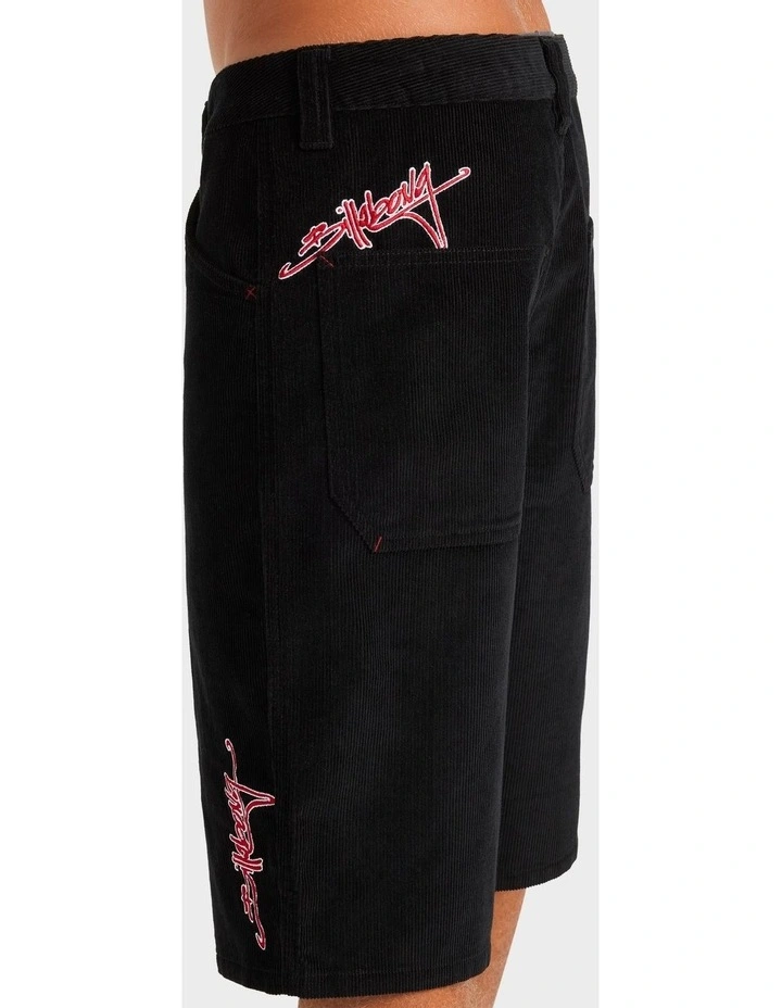 Smoko Corduroy Shorts in Black image 4