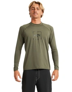 Boxed Arch Long Sleeve Rash Vest in Green