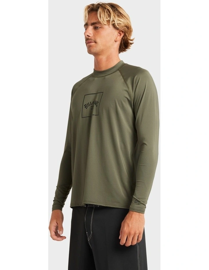 Boxed Arch Long Sleeve Rash Vest In Green image 3