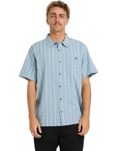 Sundays Jacquard Short Sleeve Shirt Blue Fog