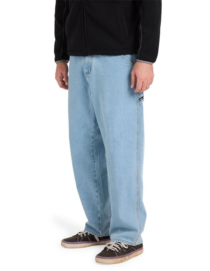 Smoko Baggy Denim Pants in Stone Blue image 3