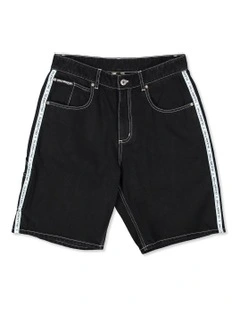 Spec 73 Signals Baggy Fit Denim Shorts in Washed Black