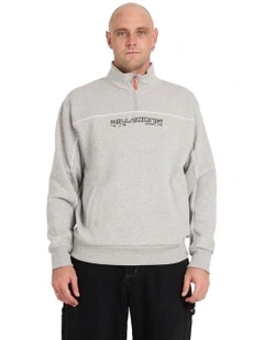 Spec 73 1/4 Zip Mock Neck Fleece Top Light Grey Heather