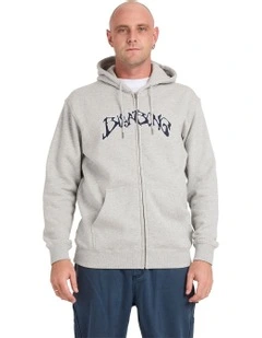 Bad Dog Arch Zip Up Hoodie Light Grey Heather