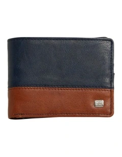 Dimension Bi-Fold Wallet Navy Tan