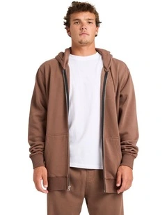 Premium Zip Through Hoodie in Mocha