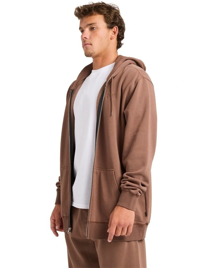Premium Zip Through Hoodie in Mocha image 3