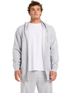 Premium Zip Through Hoodie in Light Grey Heather