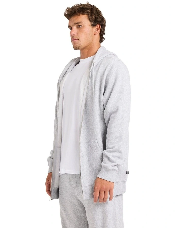 Premium Zip Through Hoodie in Light Grey Heather image 3