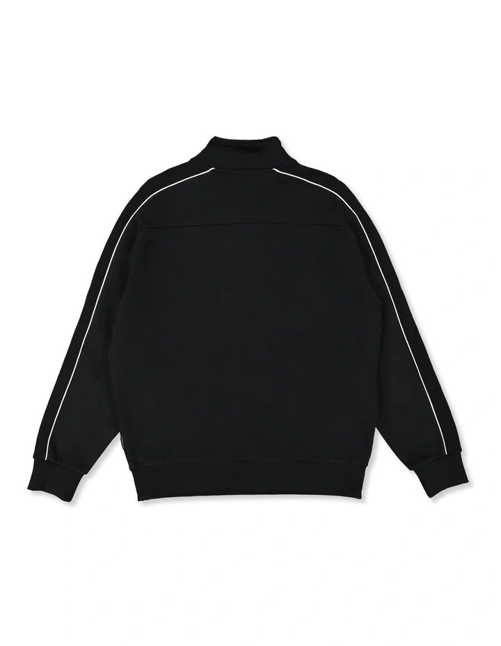 Spec Panelled 1/4 Zip Mock Neck Fleece Top Black image 2