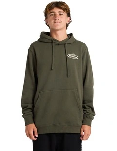 Diamond Wave Pullover Hoodie in Dark Military