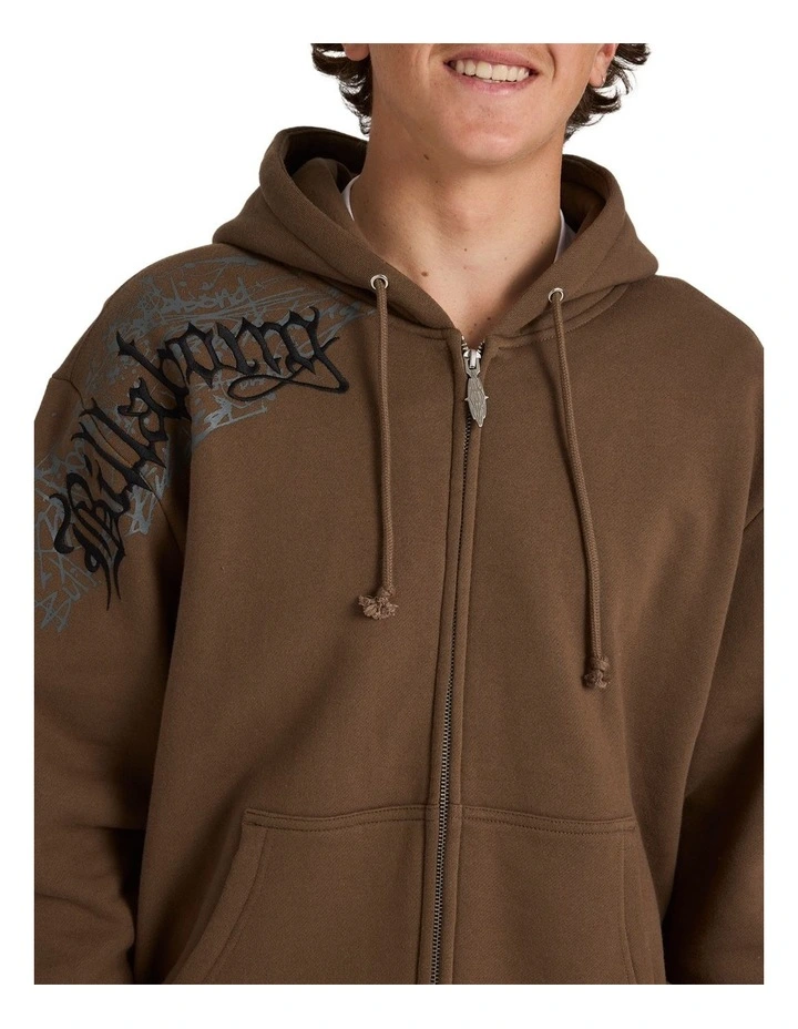 Immortal Blast Zip Up Hoodie in Brown image 4