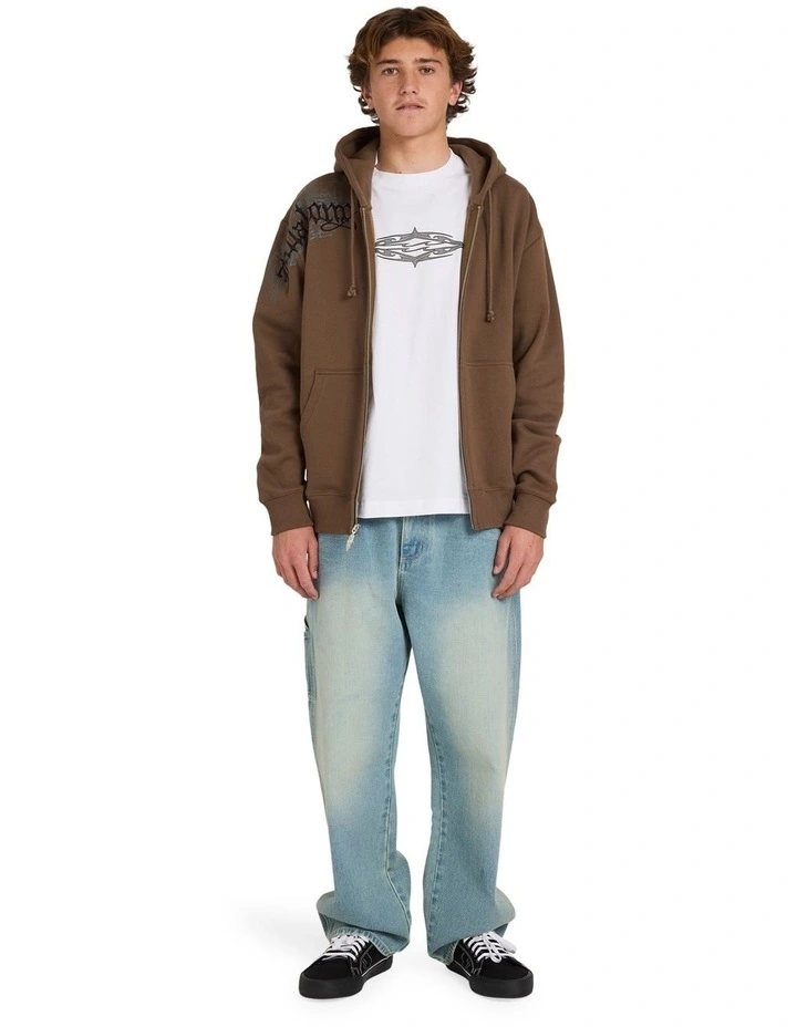 Immortal Blast Zip Up Hoodie in Brown image 5