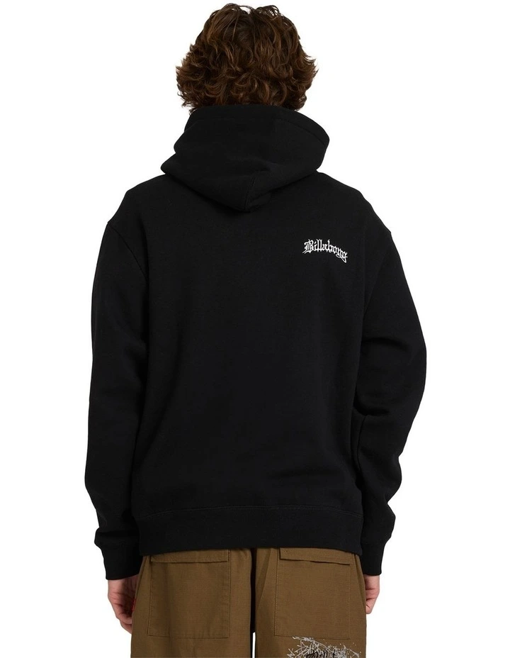 Triple Up Pullover Hoodie in Black image 2