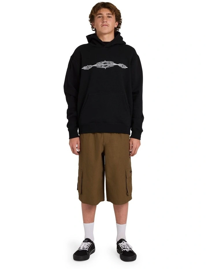 Triple Up Pullover Hoodie in Black image 5