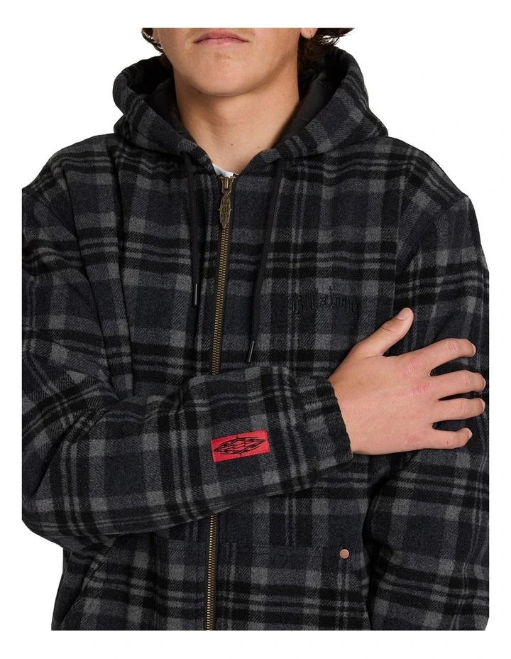 Immortal Zip Up Hoodie in Washed Black image 4