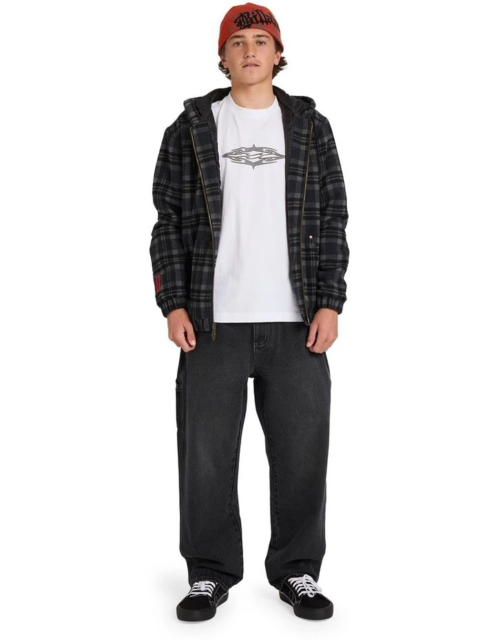 Immortal Zip Up Hoodie in Washed Black image 5