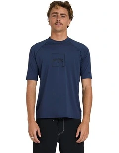Boxed Arch Short Sleeve Rash Vest Dusty in Navy
