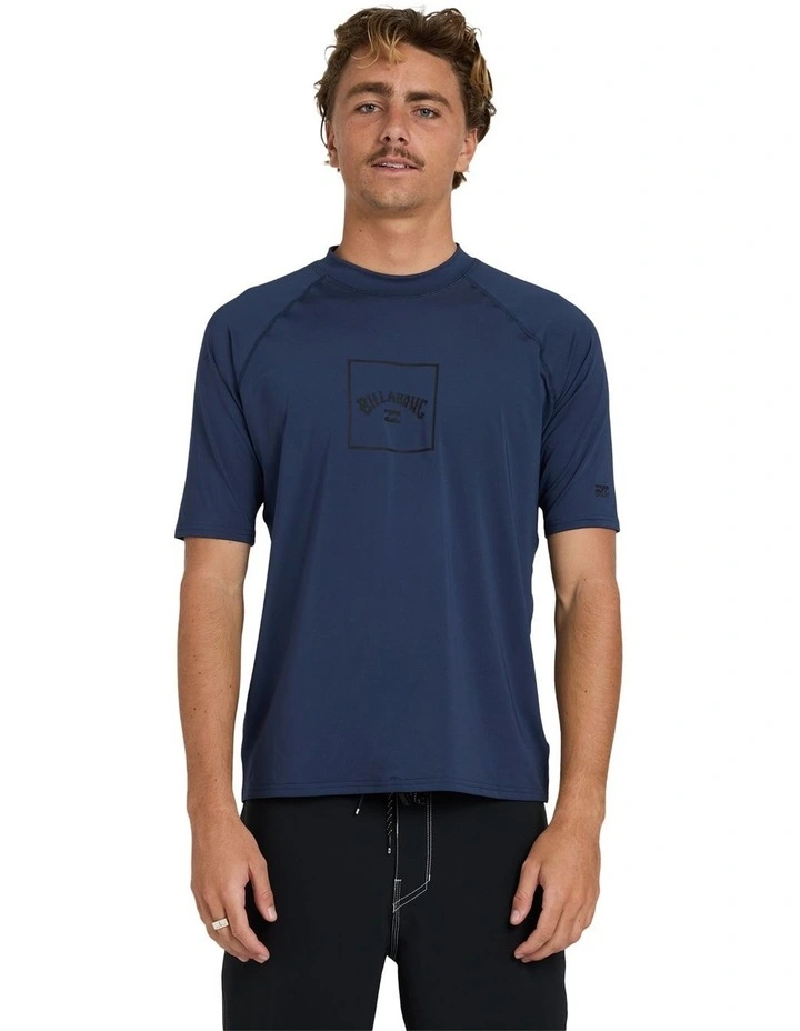 Boxed Arch Short Sleeve Rash Vest Dusty in Navy image 1