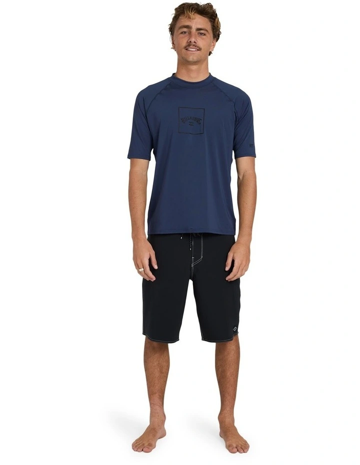Boxed Arch Short Sleeve Rash Vest Dusty in Navy image 5