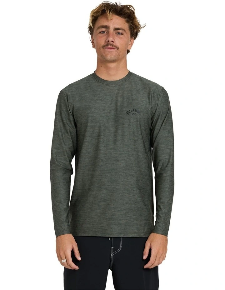 Shoreline Loose Fit Long Sleeve Rash Vest In Military Heather image 1