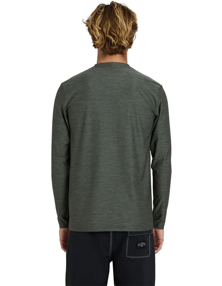Shoreline Loose Fit Long Sleeve Rash Vest In Military Heather image 2