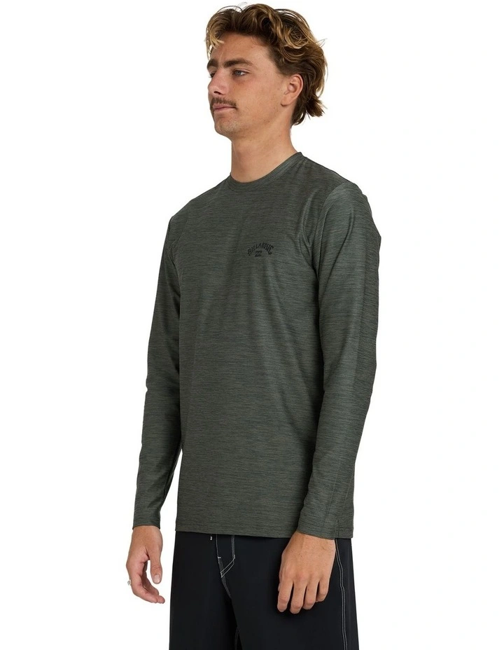 Shoreline Loose Fit Long Sleeve Rash Vest In Military Heather image 3