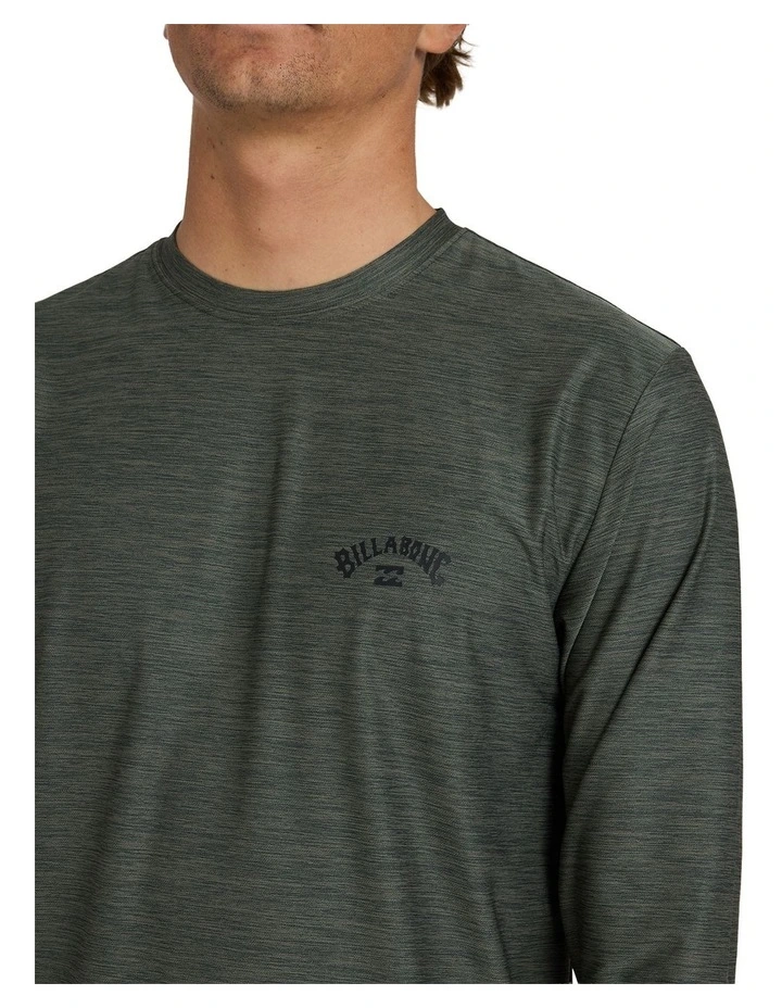 Shoreline Loose Fit Long Sleeve Rash Vest In Military Heather image 4