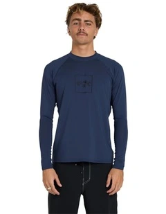 Boxed Arch Long Sleeve Rash Vest In Dusty in Navy