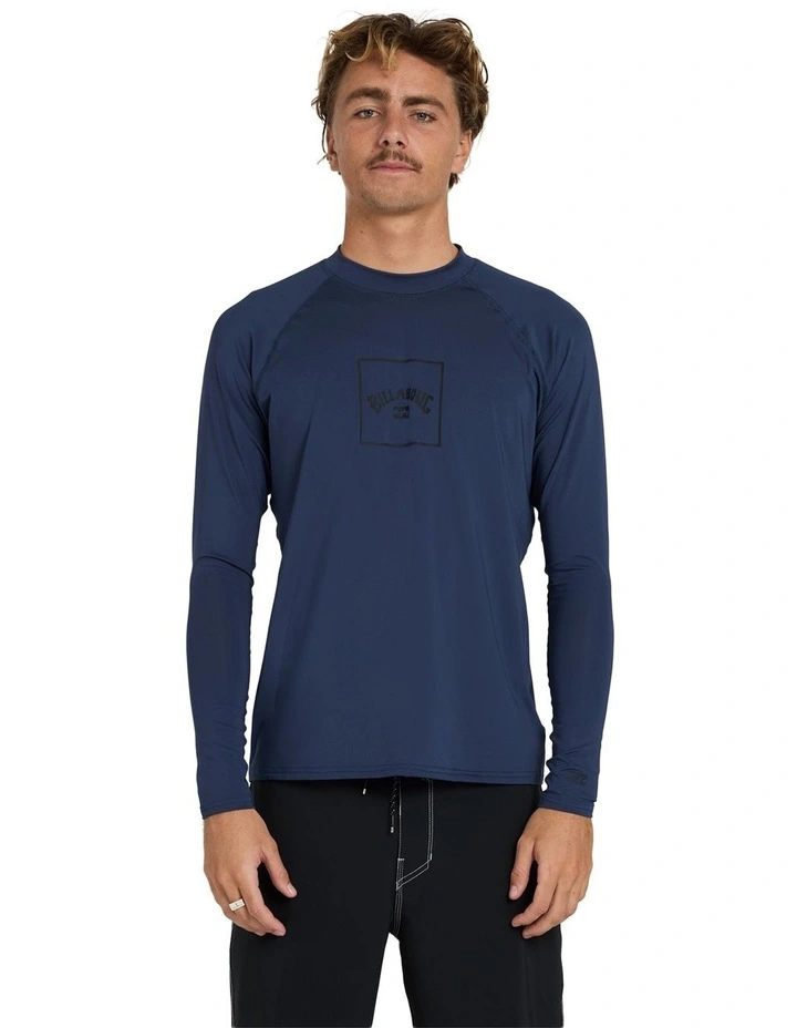 Boxed Arch Long Sleeve Rash Vest In Dusty in Navy image 1