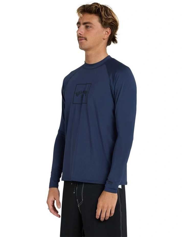 Boxed Arch Long Sleeve Rash Vest In Dusty in Navy image 3